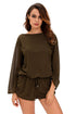 Sexy Army Green Oversize Bodice Long Sleeve Hollow-out Back Romper